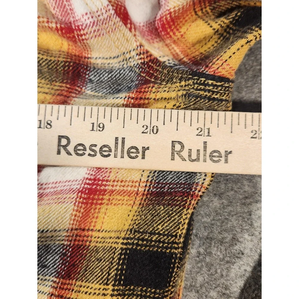 True Religion Shirt Mens XL Yellow Plaid Flannel Snap Button Up‎ Casual